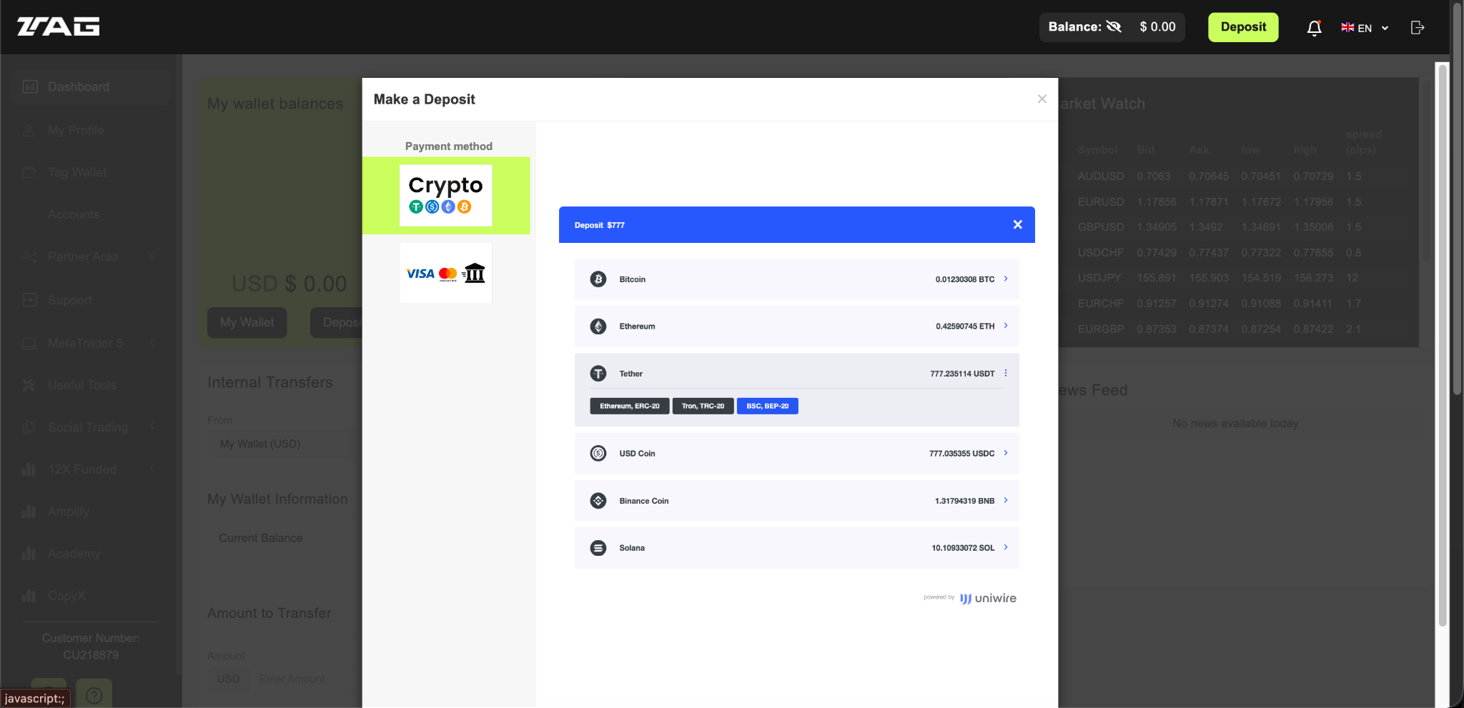 USDT võrgu valik