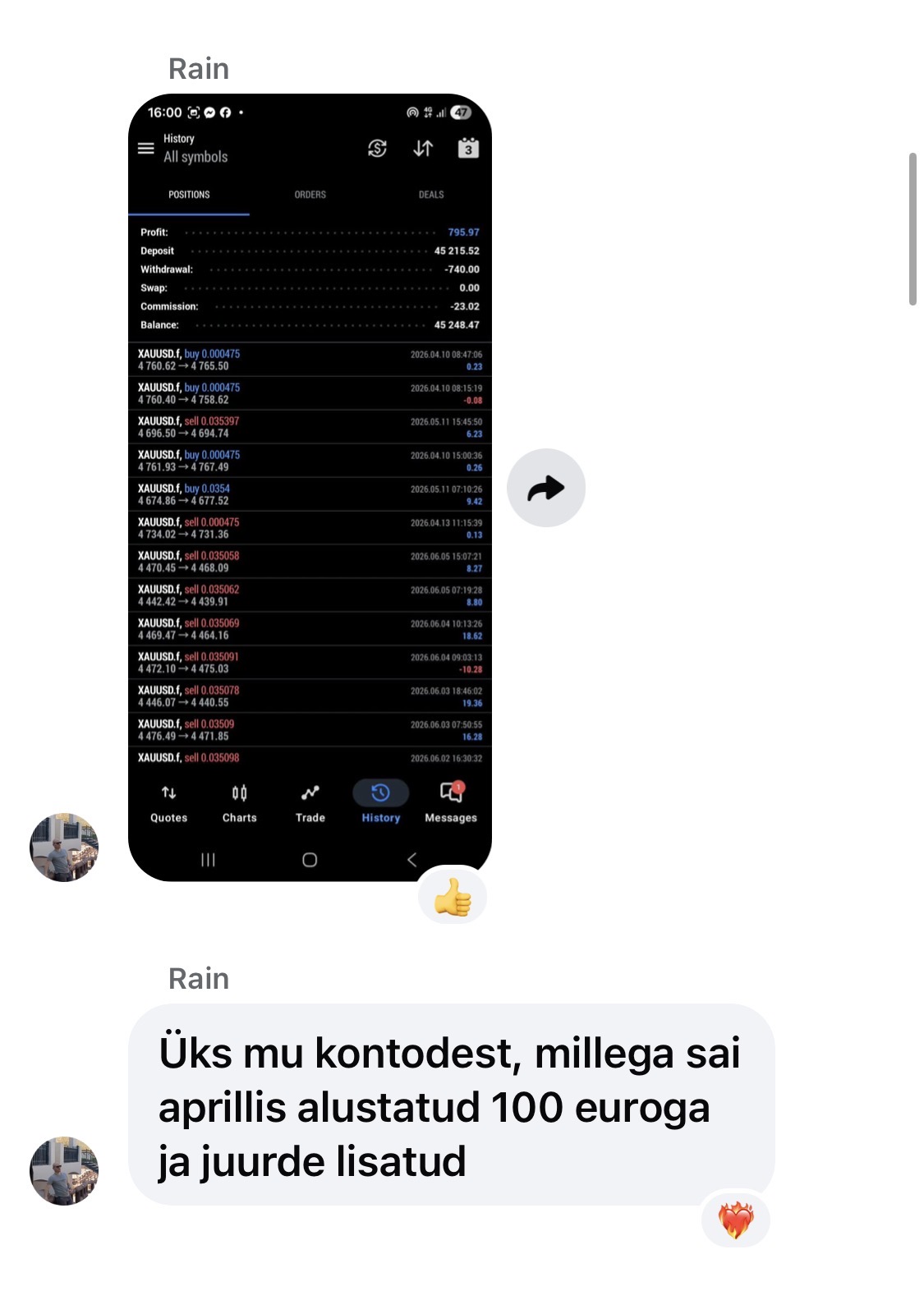 Kliendi tulemus